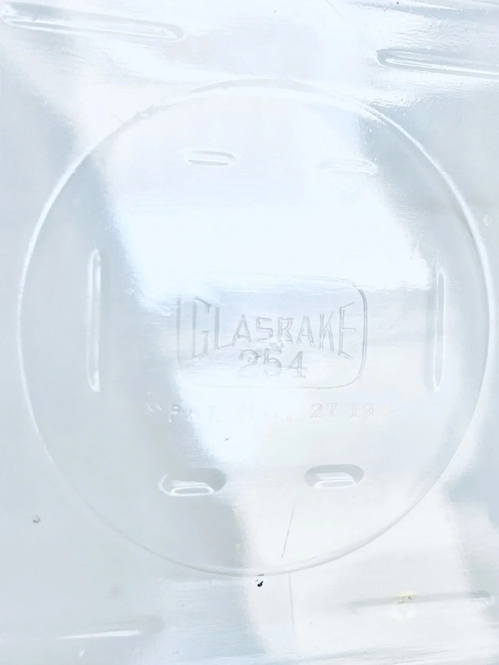 Vintage Glasbake 254 Refrigerator Dish Clear Glass Embossed Lid 1.5 Qt USA